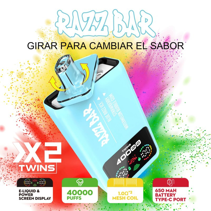 Wegwerp E Sigaret Razz Bar 40000 Puffs Vape Dubbele Smaak