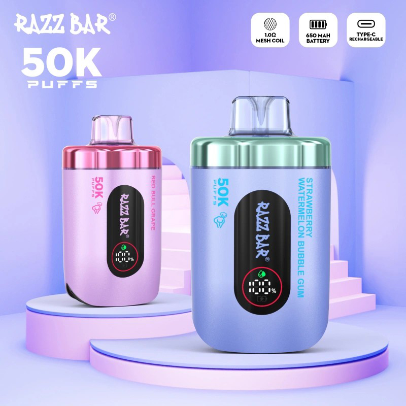 Wegwerp E Sigaret Razz Bar 50000 Puffs Vape