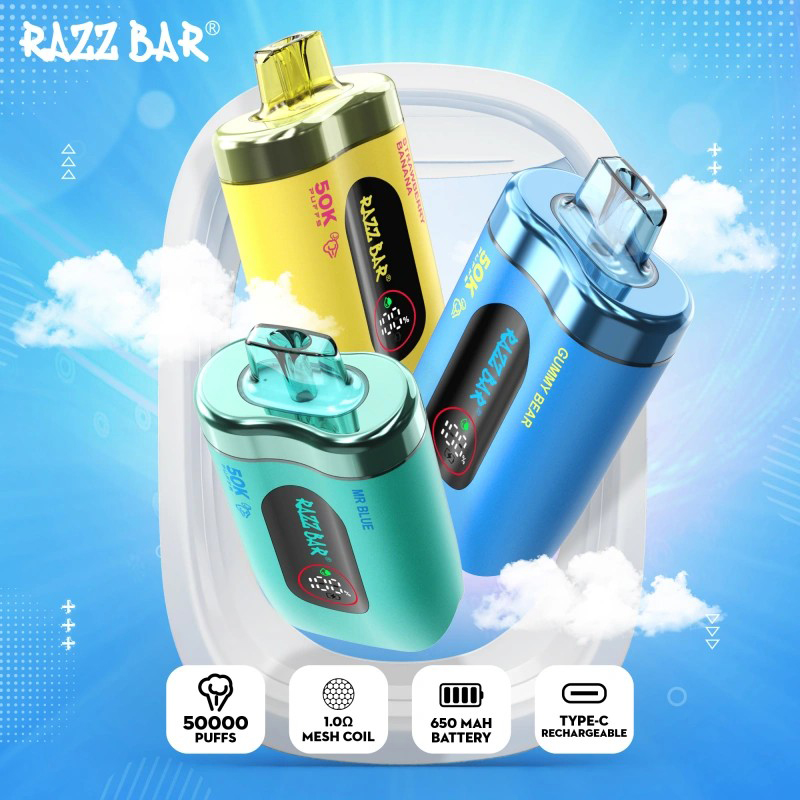 Wegwerp E Sigaret Razz Bar 50000 Puffs Vape