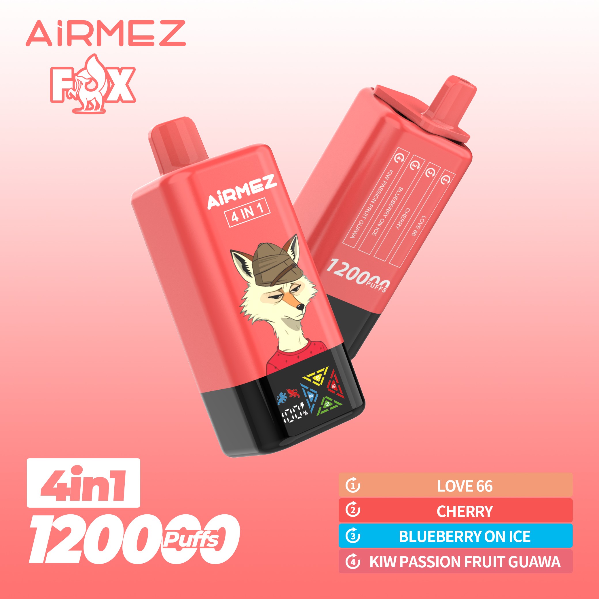 Wegwerp E Sigaret Airmez Fox 120000 Puffs 4 in 1 Vape