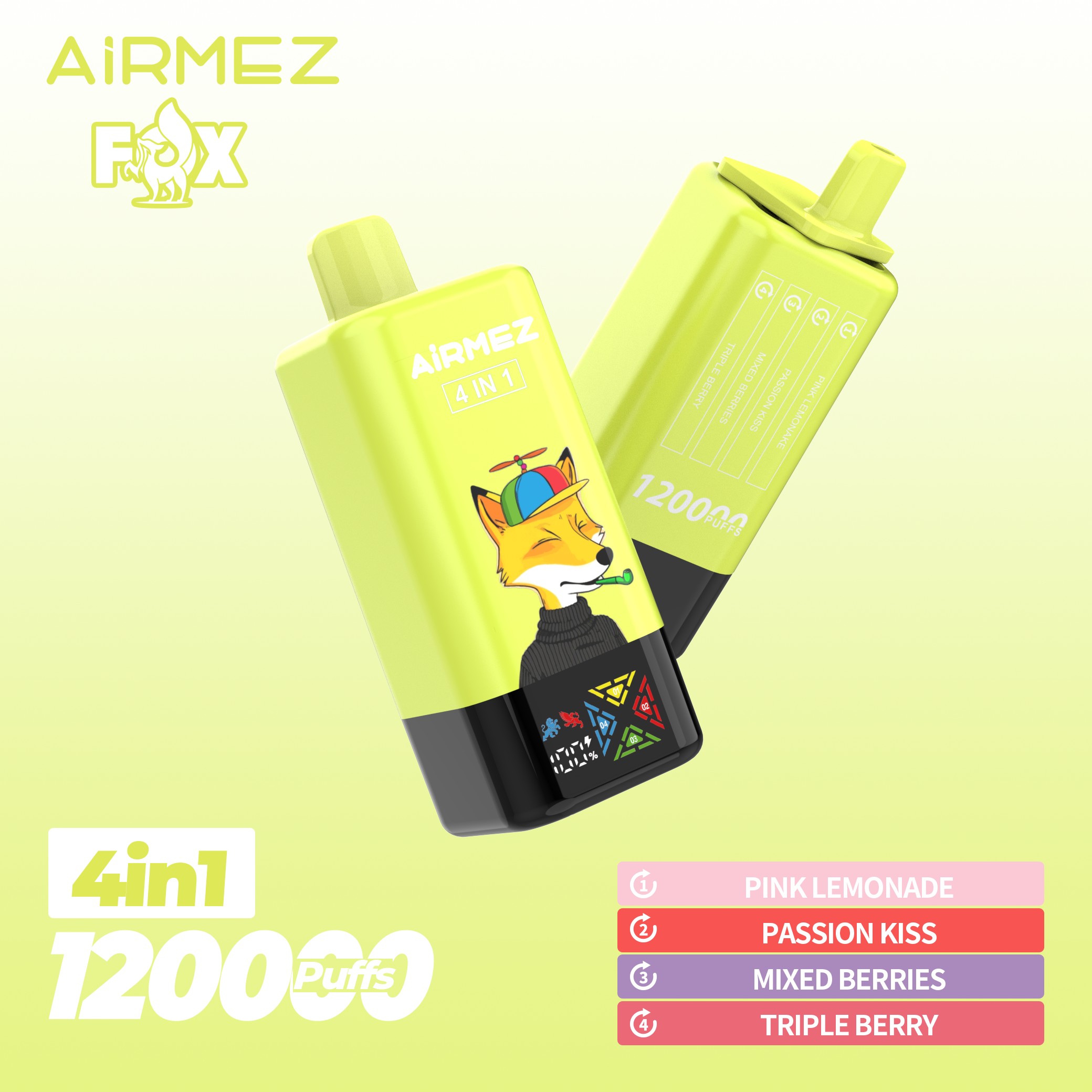 Wegwerp E Sigaret Airmez Fox 120000 Puffs 4 in 1 Vape