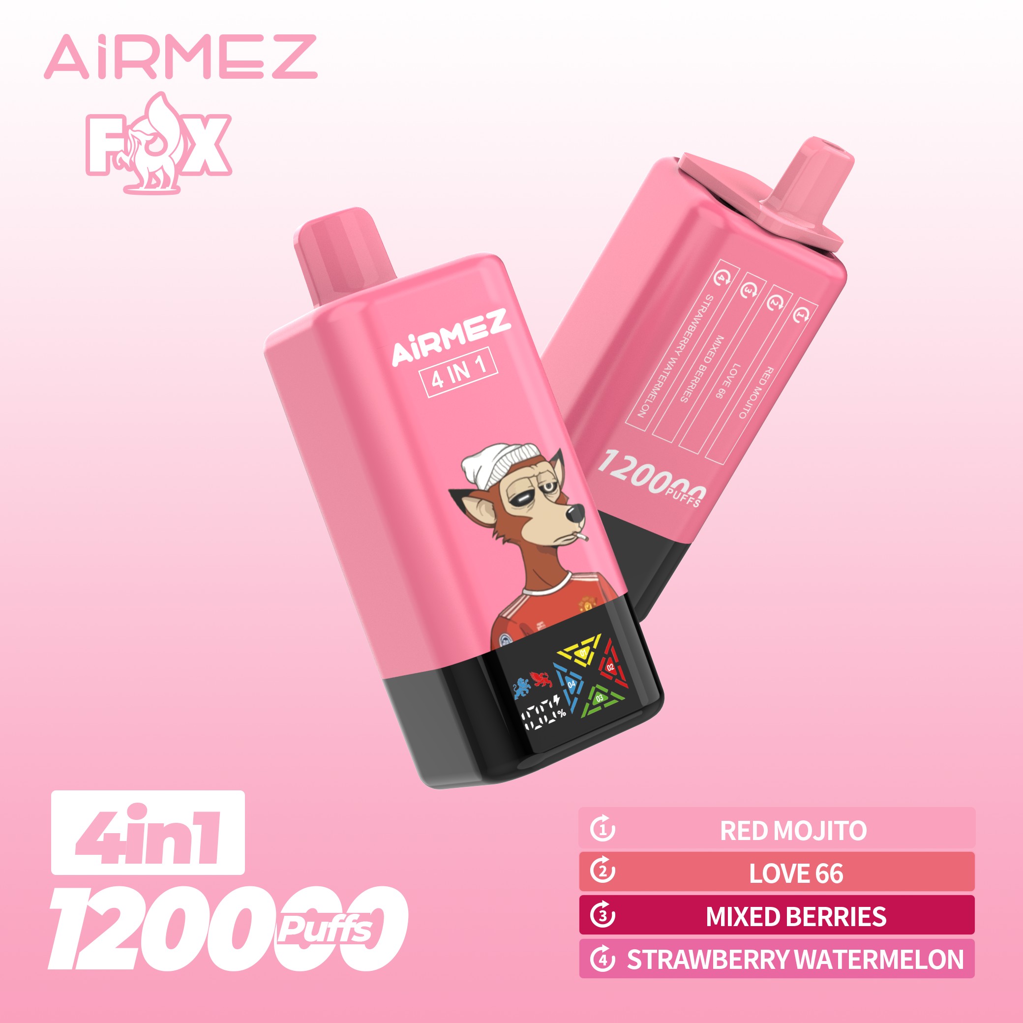 Wegwerp E Sigaret Airmez Fox 120000 Puffs 4 in 1 Vape