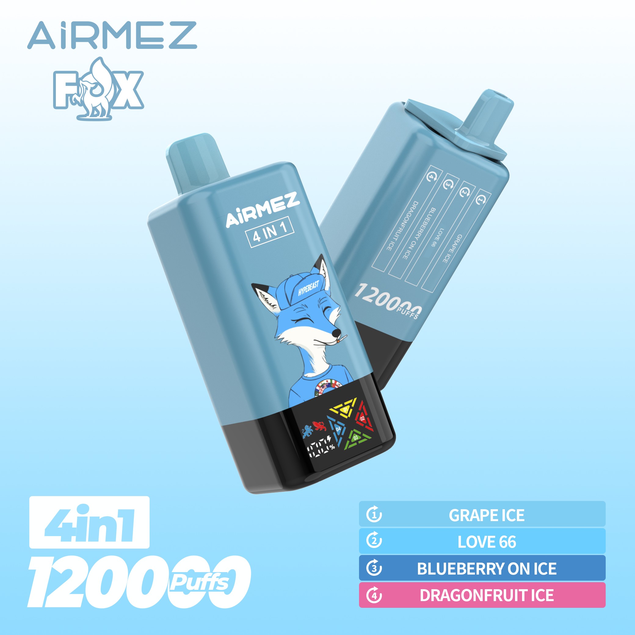 Wegwerp E Sigaret Airmez Fox 120000 Puffs 4 in 1 Vape