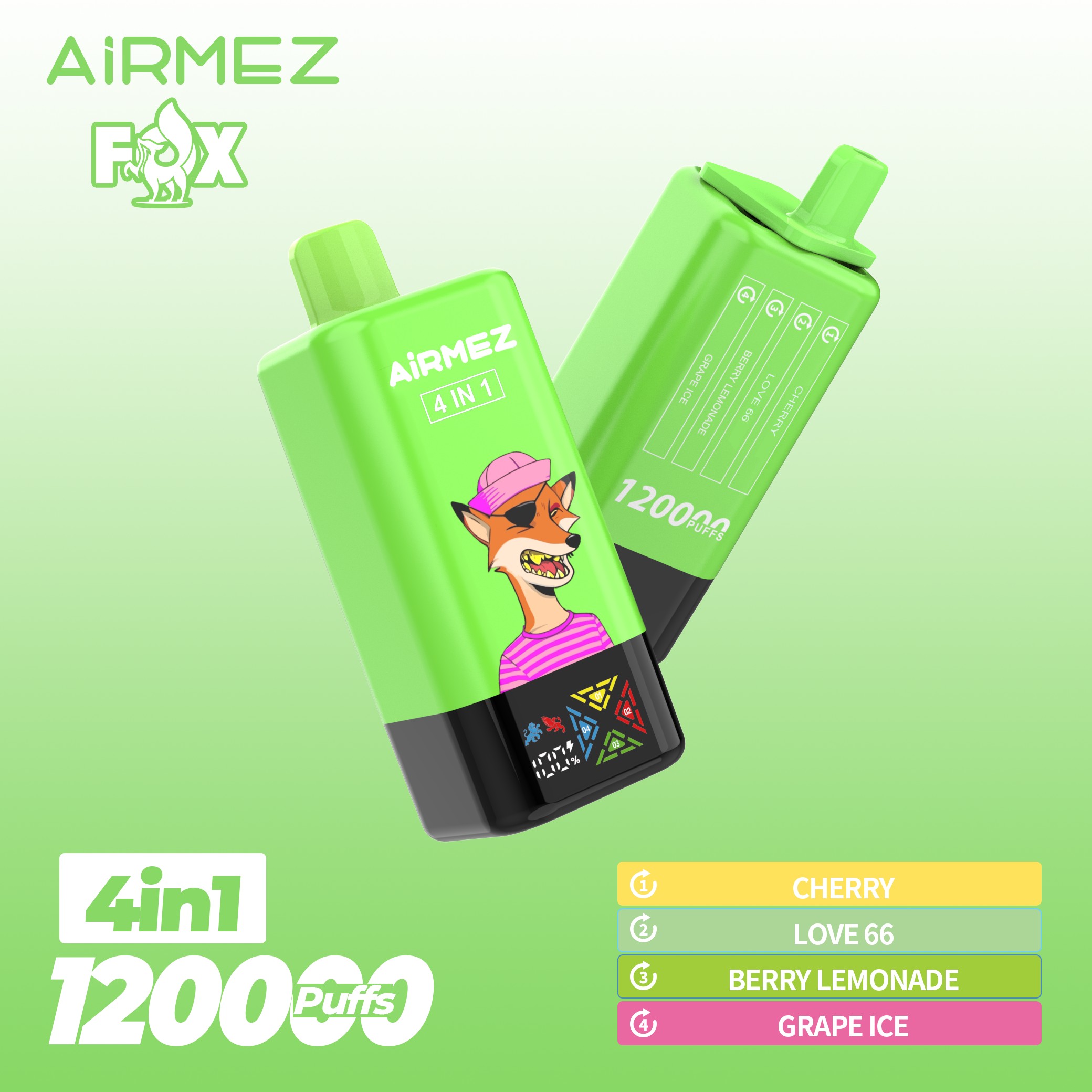 Wegwerp E Sigaret Airmez Fox 120000 Puffs 4 in 1 Vape