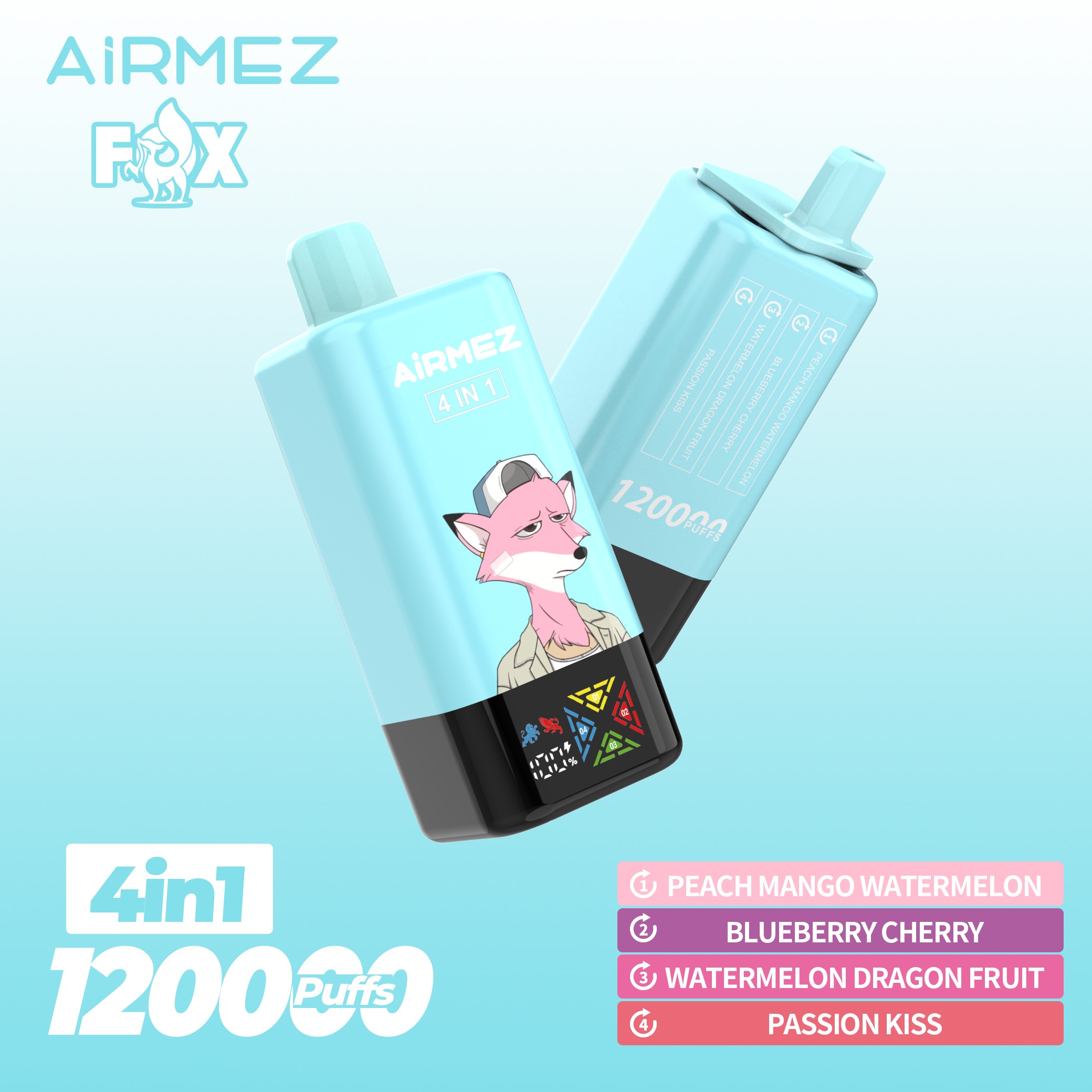 Wegwerp E Sigaret Airmez Fox 120000 Puffs 4 in 1 Vape
