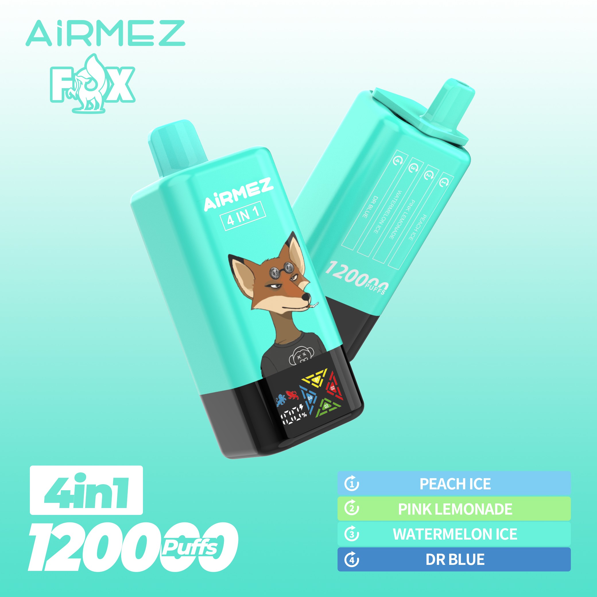 Wegwerp E Sigaret Airmez Fox 120000 Puffs 4 in 1 Vape