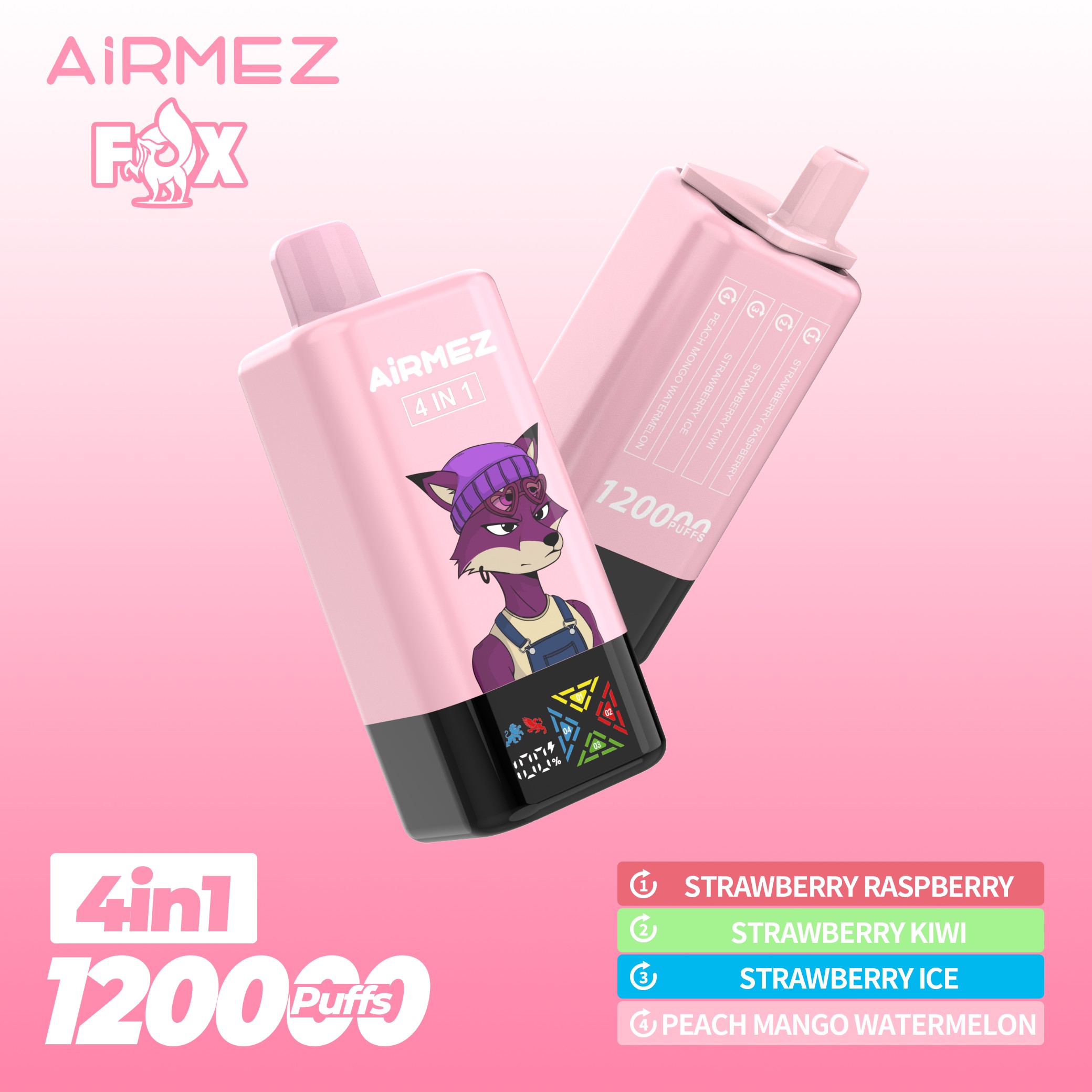 Wegwerp E Sigaret Airmez Fox 120000 Puffs 4 in 1 Vape