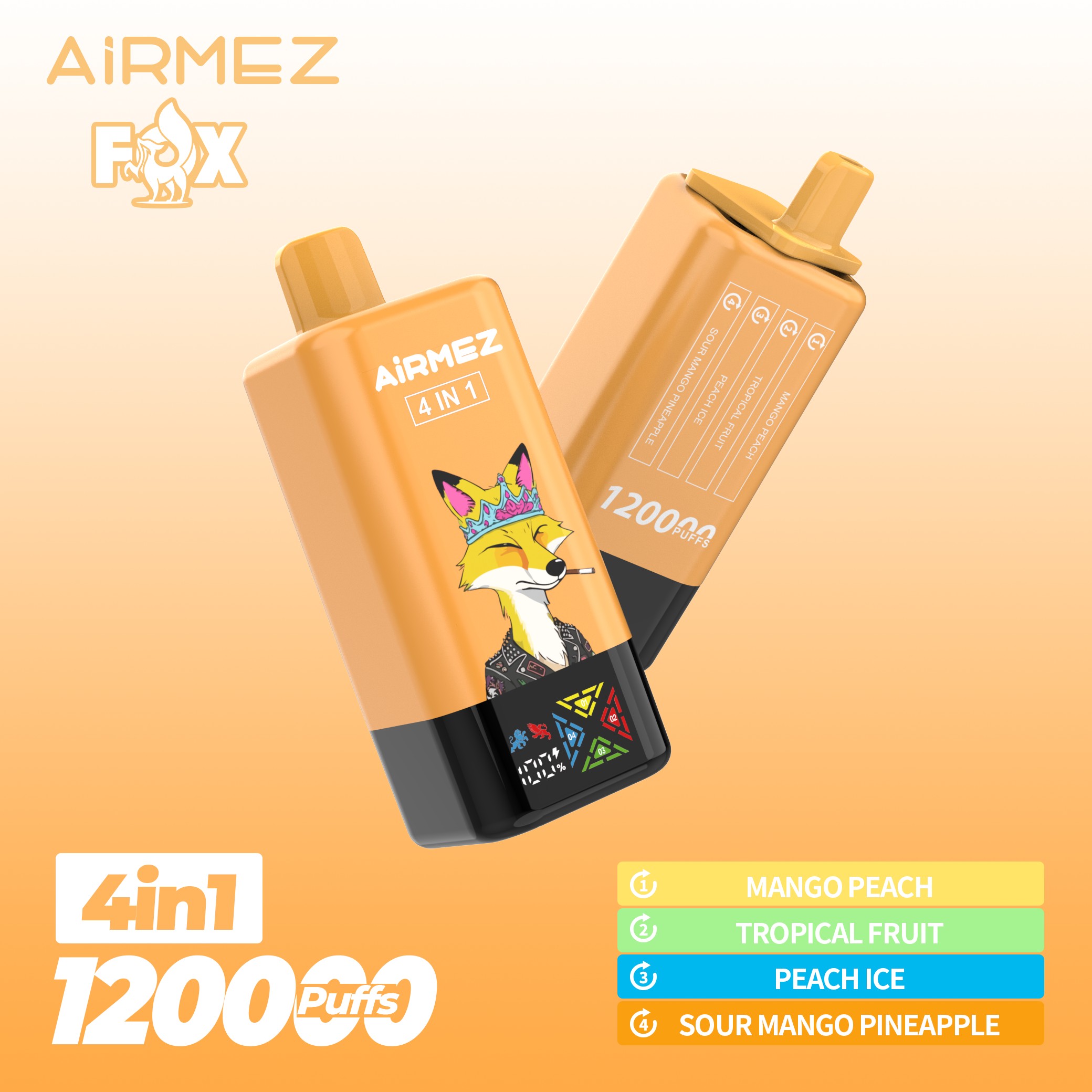 Wegwerp E Sigaret Airmez Fox 120000 Puffs 4 in 1 Vape