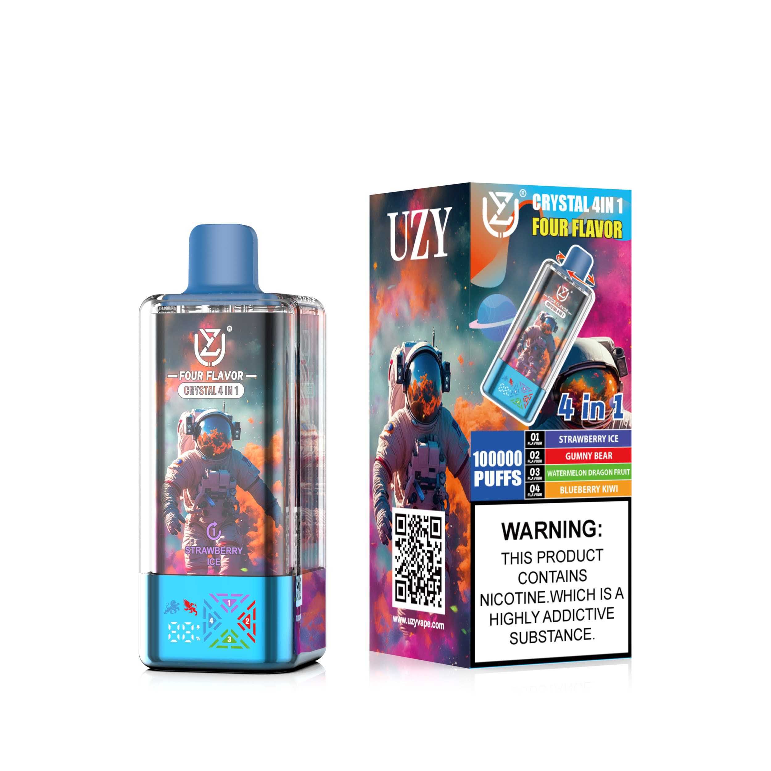 Wegwerp E Sigaret UZY Crystal 100000 Puffs 4 in 1 Vape
