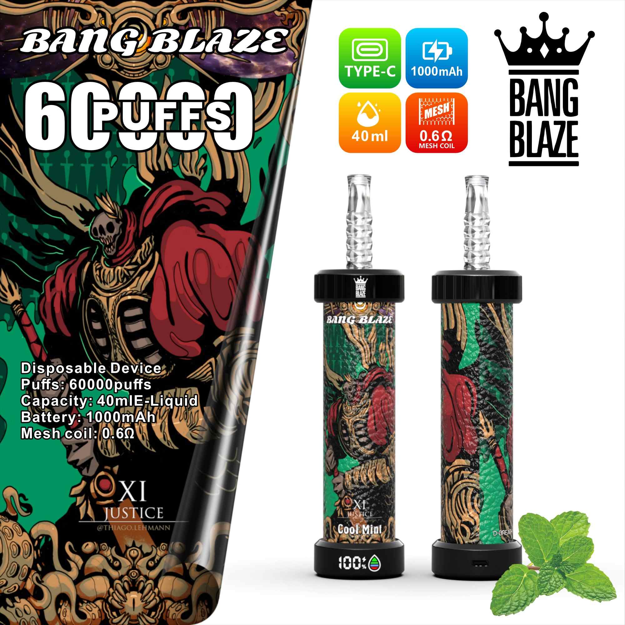 Wegwerp E Sigaret Bang Blaze Shisha 60000 Puffs Vape