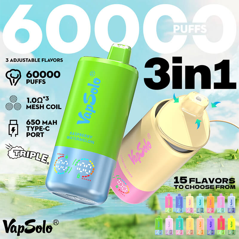 Wegwerp E Sigaret Vapsolo Triple Pro 60000 Puffs 3 in 1 Vape