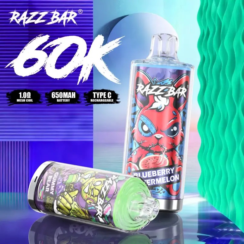 Wegwerp E Sigaret Razz Bar 60000 Puffs Vape