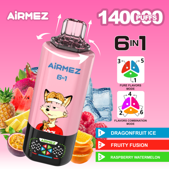 Wegwerp E Sigaret Airmez Fox 140000 Puffs 6 in 1 Vape