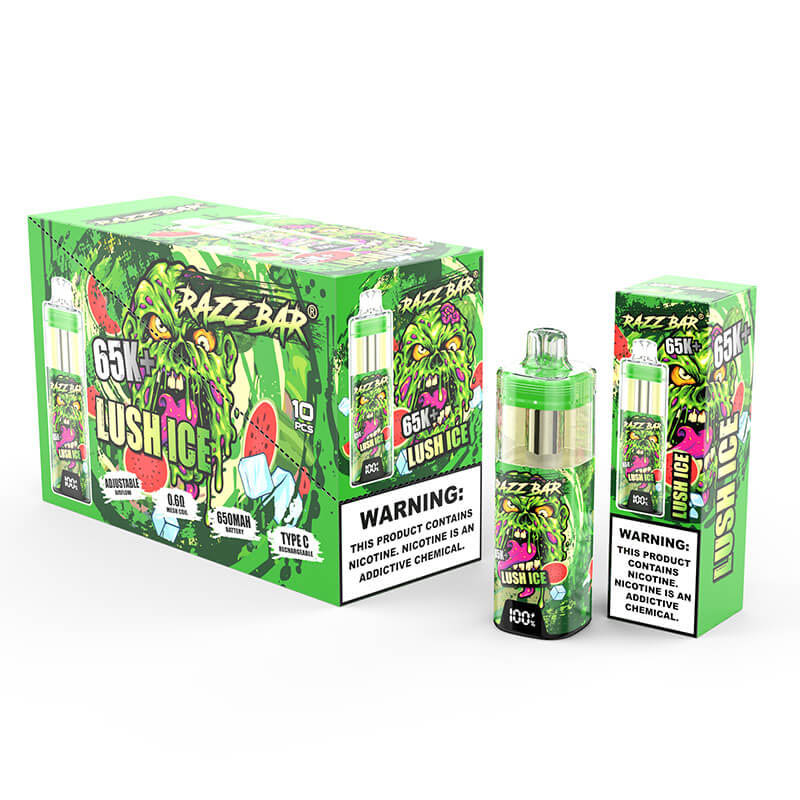 Wegwerp E Sigaret Razz Bar 65000 Puffs Vape