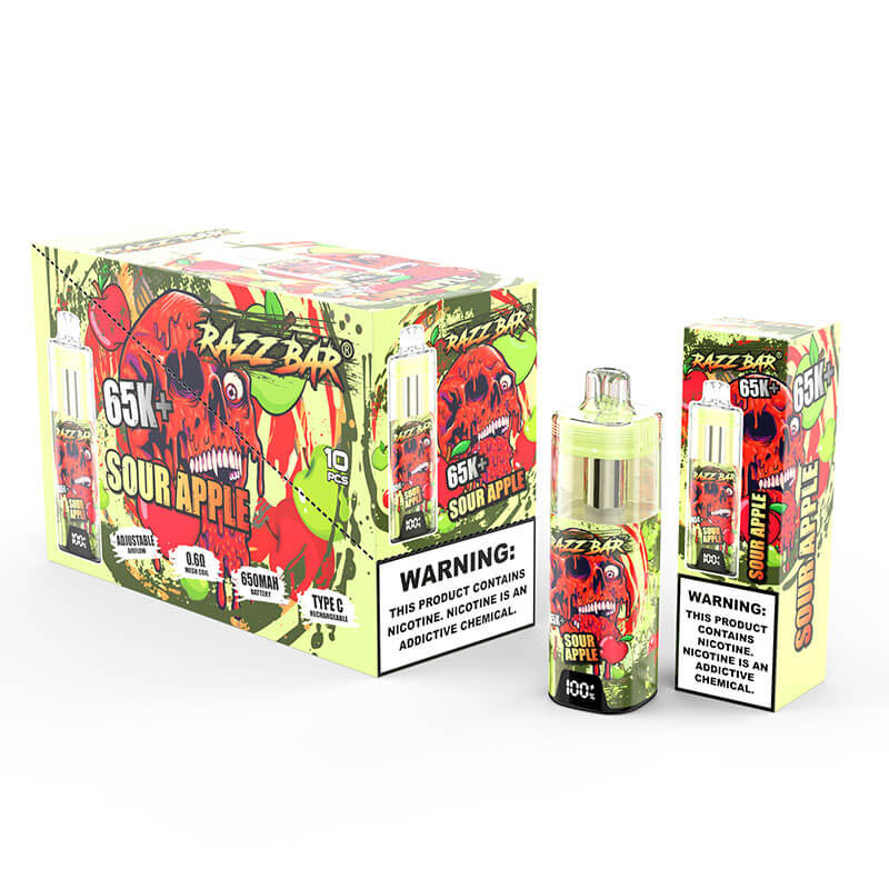 Wegwerp E Sigaret Razz Bar 65000 Puffs Vape
