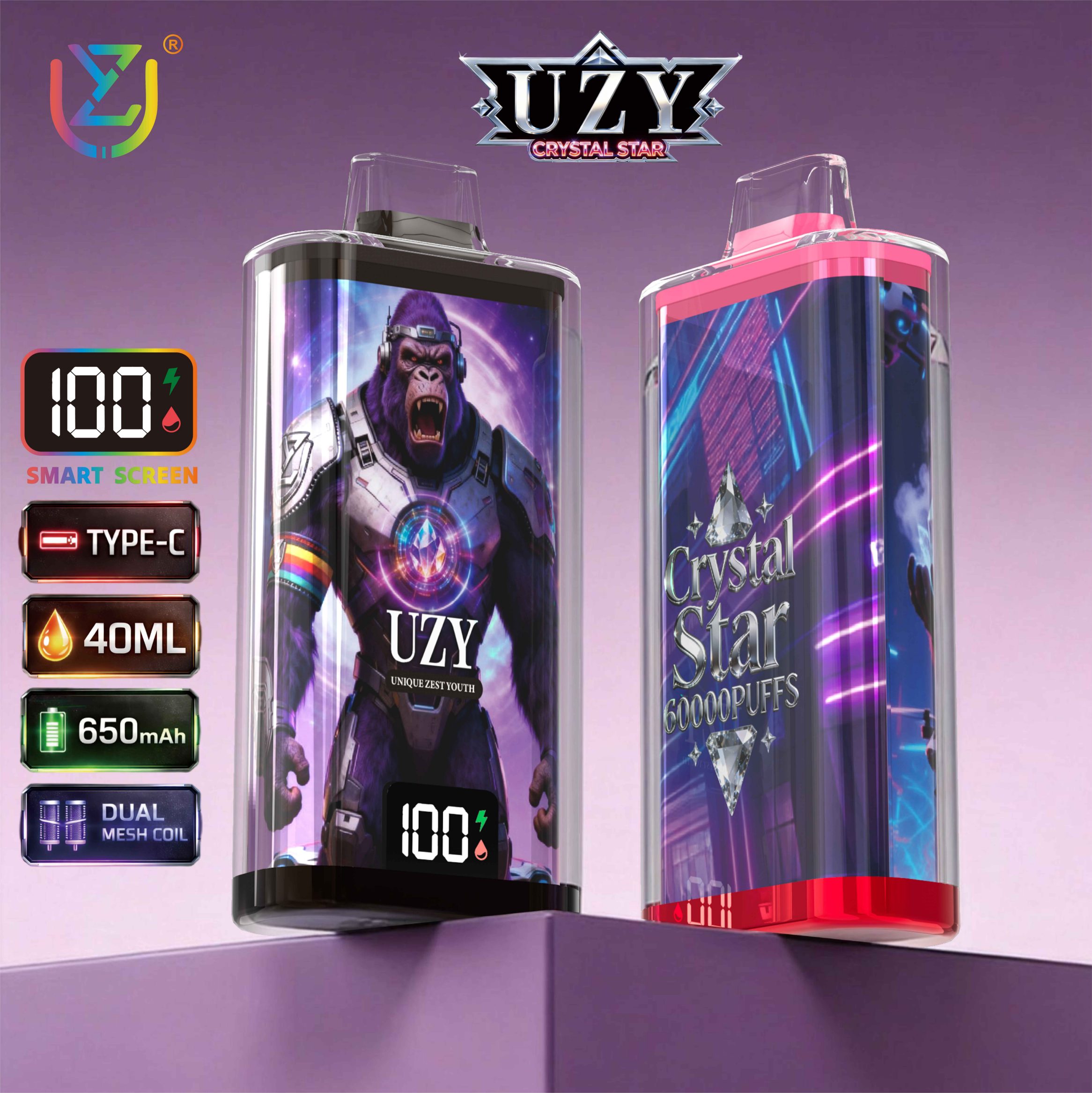 Wegwerp E Sigaret UZY Crystal Star 60000 Puffs Vape