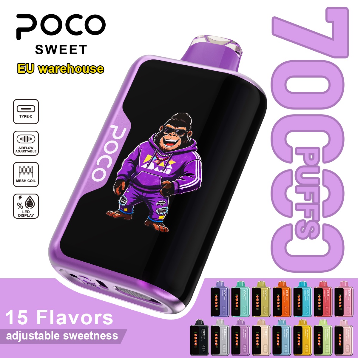 Wegwerp E Sigaret POCO Sweet 70000 Puffs Vape