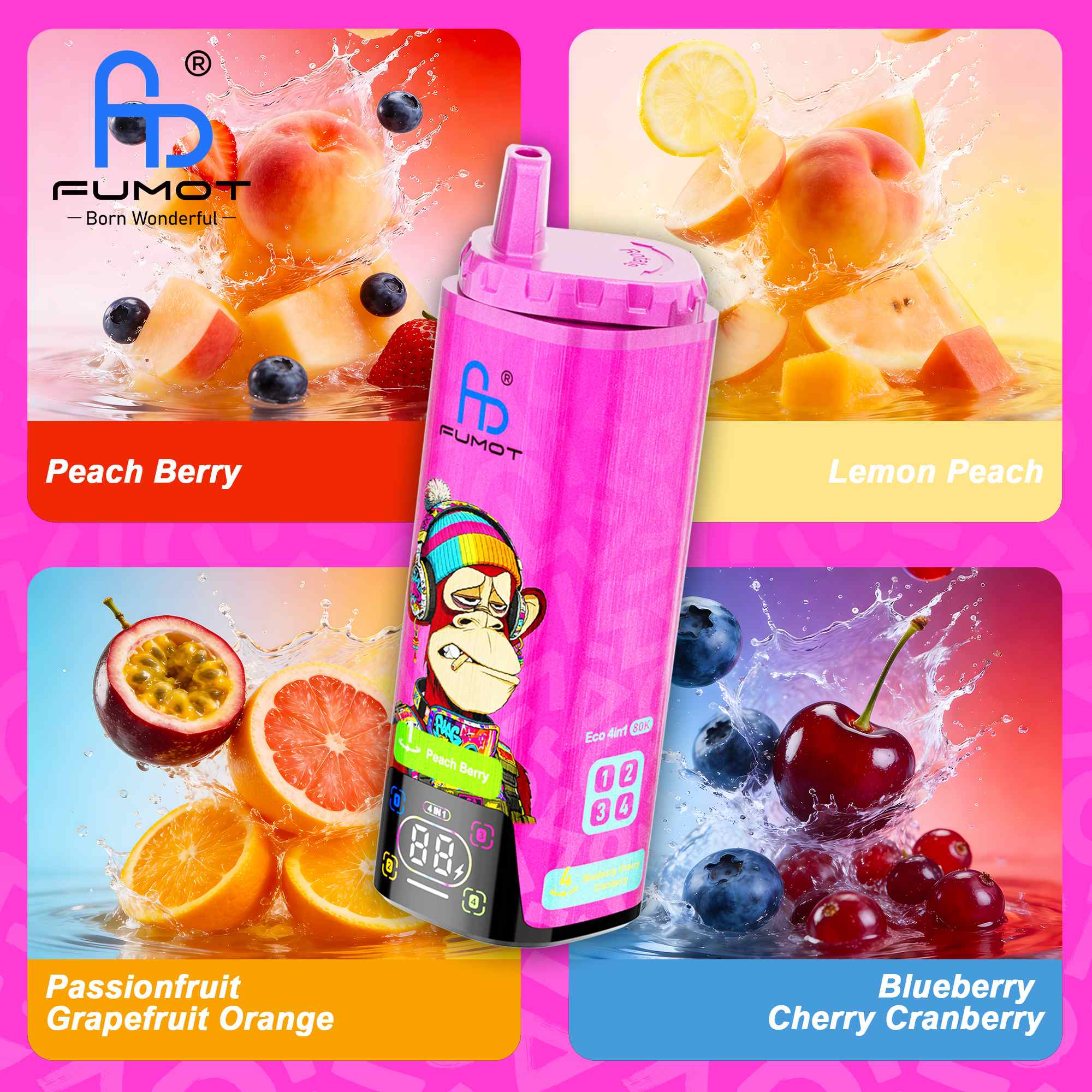 Wegwerp E Sigaret Fumot Eco 4in1 80K 80000 Puffs Vape